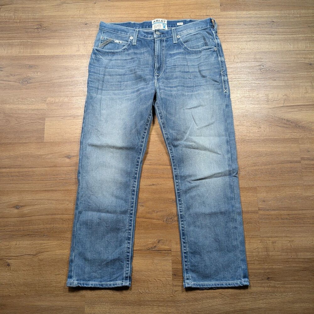 Ariat M2 Traditional Relaxed Boot Cut Jeans Men 38x30 Blue Denim Stretch Western